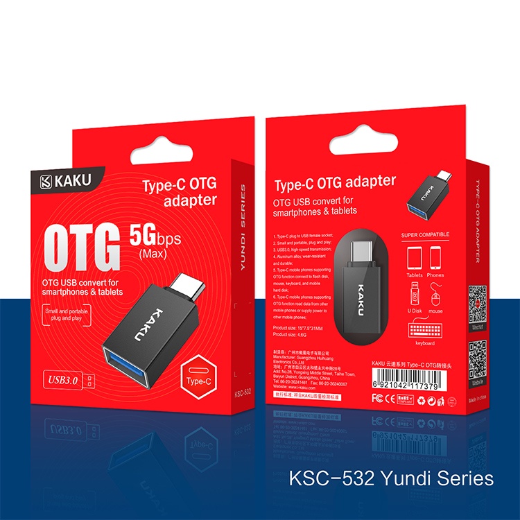 Cáp / Jack chuyển KAKU 532 OTG Type C 3.0 (Type-C ra Usb) chính hãng [BH 6 tháng]