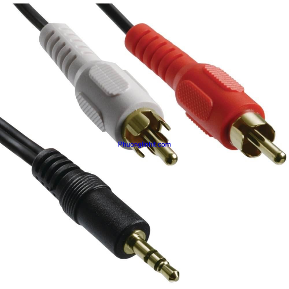 Cáp chuyển 3.5 ra 2 đầu RCA-AV bông sen dài 2.2m