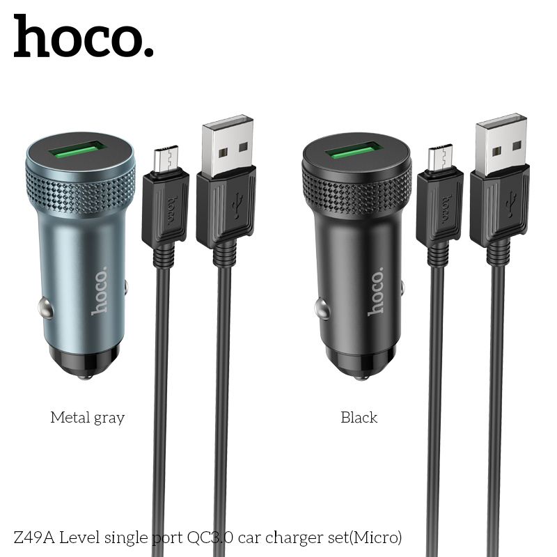 CÓC SẠC XE HƠI Ô TÔ HOCO Z49A 2 CỔNG USB CHÍNH HÃNG [BH 1 NĂM]