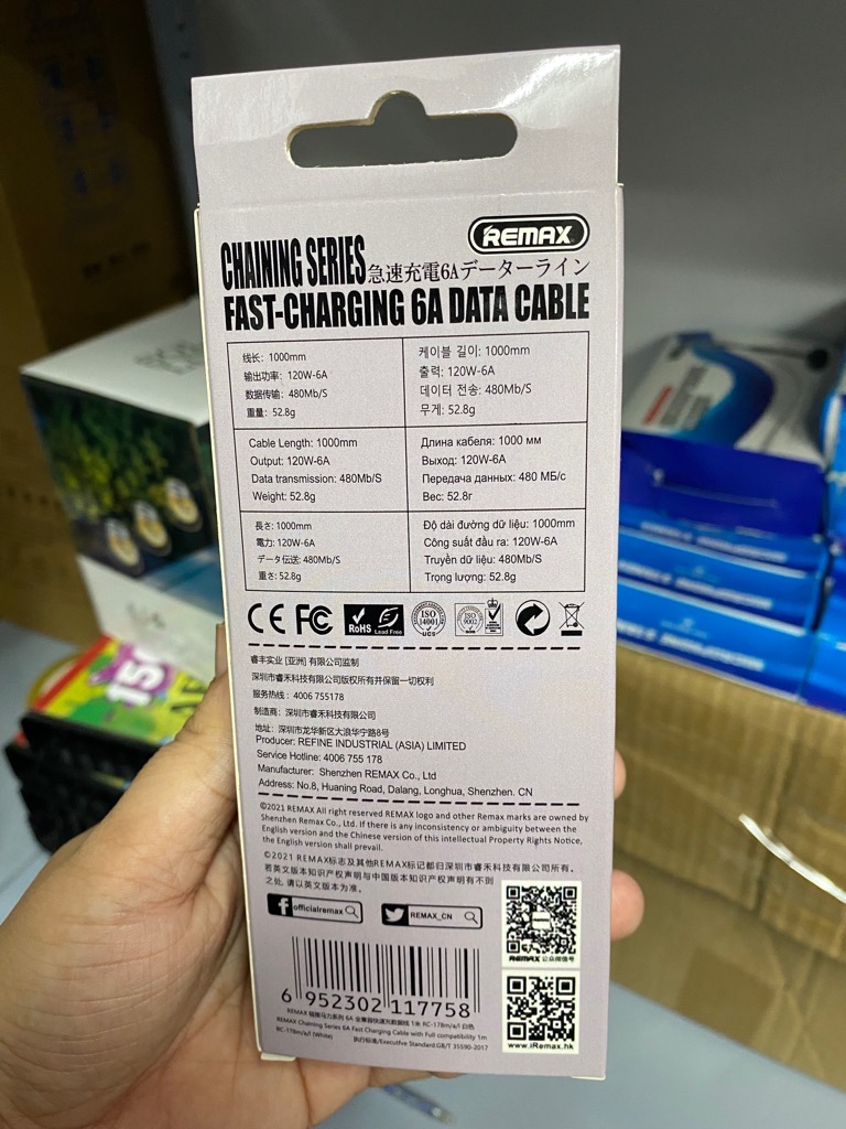 Cáp sạc nhanh Samsung 6A 120w mập REMAX RC-178 1m usb ra samsung micro [BH 6 tháng]