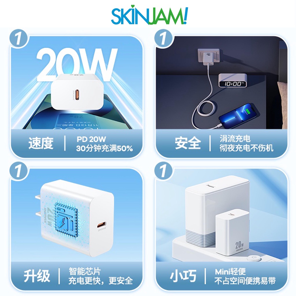 Bộ sạc nhanh 20w Remax RP-U5 CN cóc 1 cổng PD18W Type-C cho iPhone 11 12 13 Pro Max kèm cáp Type C ra iPhone Lightning chính hãng [BH 1 năm]