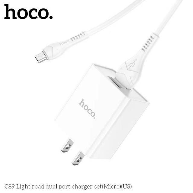 Bộ sạc nhanh HOCO C89 (cáp usb ra samsung micro) 2 cổng usb chính hãng [BH 1 năm]