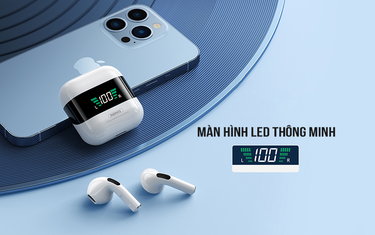 Tai nghe bluetooth REMAX TWS-10 PLUS 5.0 kiểu dáng Airpods có LCD True Wireless chính hãng [BH 1 năm]