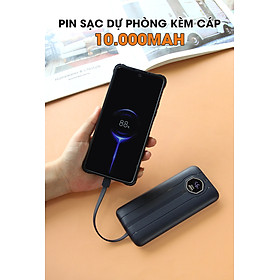 Pin sạc nhanh 22.5w REMAX RPP-300 10.000mAh kèm cáp liền pin PD20w QC3.0 sạc dự phòng chính hãng [BH 1 năm]