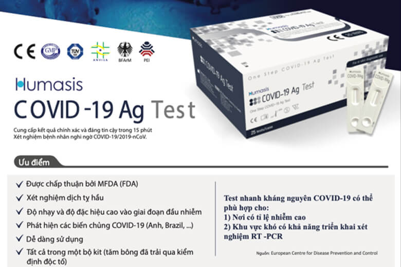 1 Kit Test Humasis chọt mũi Xét Nghiệm Nhanh COVID-19 Ag