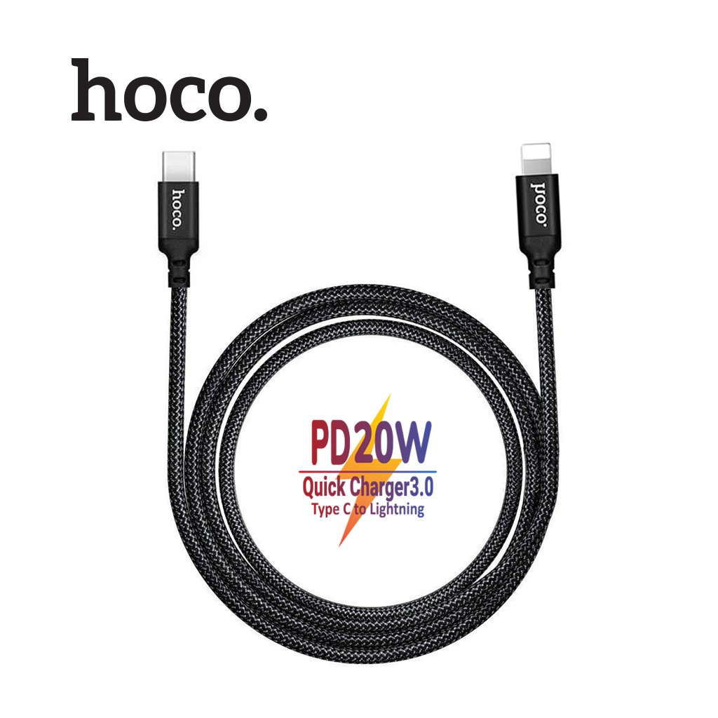 Cáp sạc nhanh 20W 3 mét Hoco X14 (c-l 3m) (Type C ra iPhone Lightning) PD dây dù chính hãng [BH 1 năm]