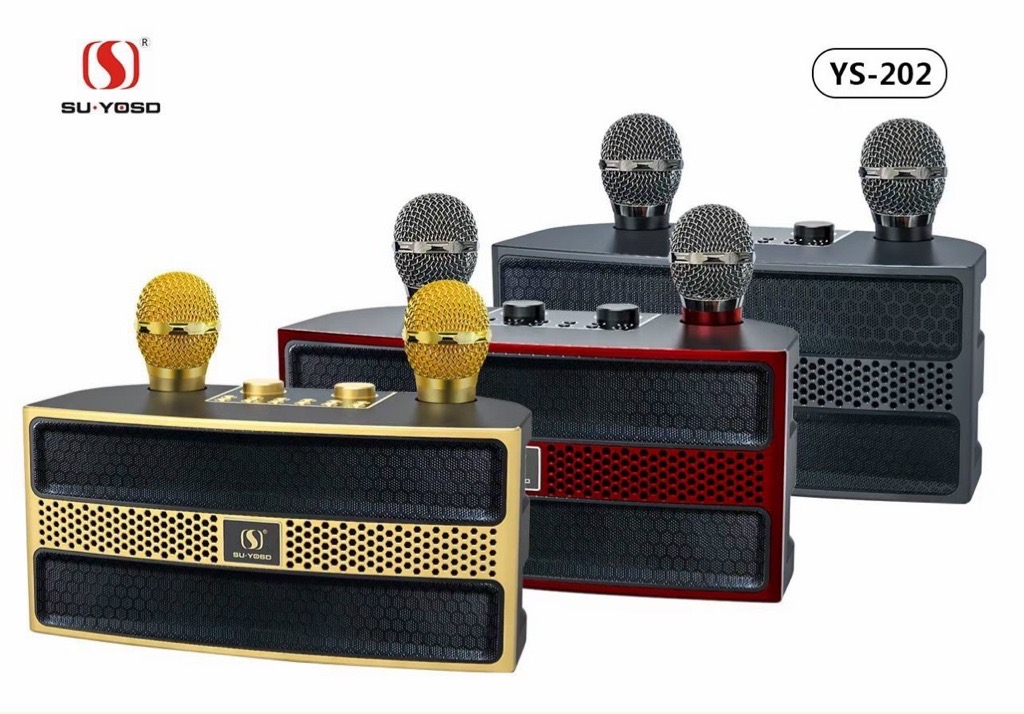 Loa bluetooth karaoke YOSD YS-202 kèm 2 micro không dây chính hãng [BH 6 tháng]