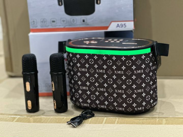 Loa bluetooth karaoke A95 tặng kèm 2 micro không dây có đèn led siêu hay [BH: 3 Tháng]