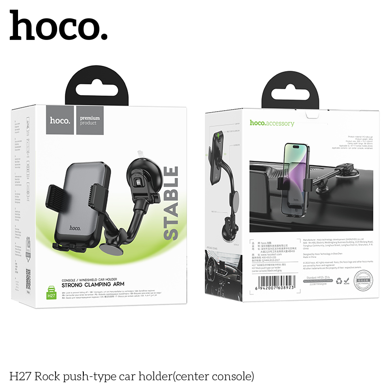 Giá đỡ kẹp điện thoại xe hơi HOCO H27 (trên taplo / kính ô tô) chính hãng [BH 1 năm]