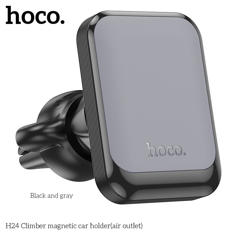 Giá đỡ điện thoại xe hơi HOCO H24 (kẹp gắn móc lỗ vent khe thông gió ô tô) hít nam châm từ magnetic chính hãng [BH 1 năm]