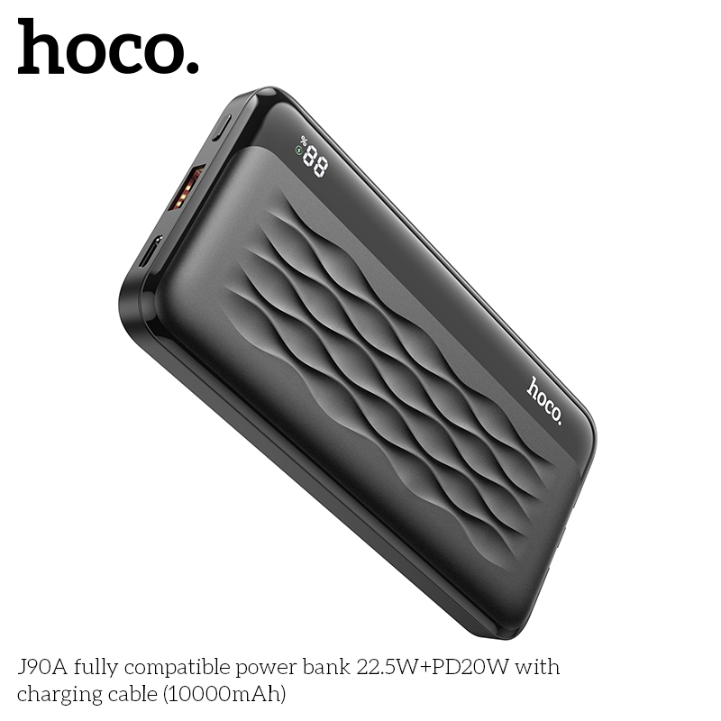 Pin sạc nhanh 22.5W HOCO J90A 10.000mAh dự phòng PD 20W QC3.0 kèm 2 cáp liền pin chính hãng [BH 1 năm] {KHÔNG BH CÁP}