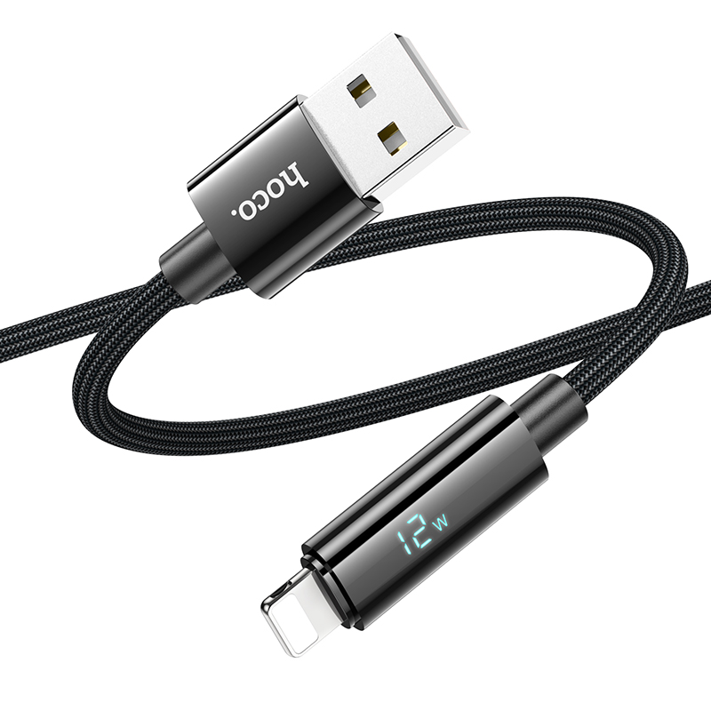 Cáp sạc nhanh HOCO U125 usb ra iPhone Lightning 12w 2.4A có màn hình led chính hãng [BH 1 năm]