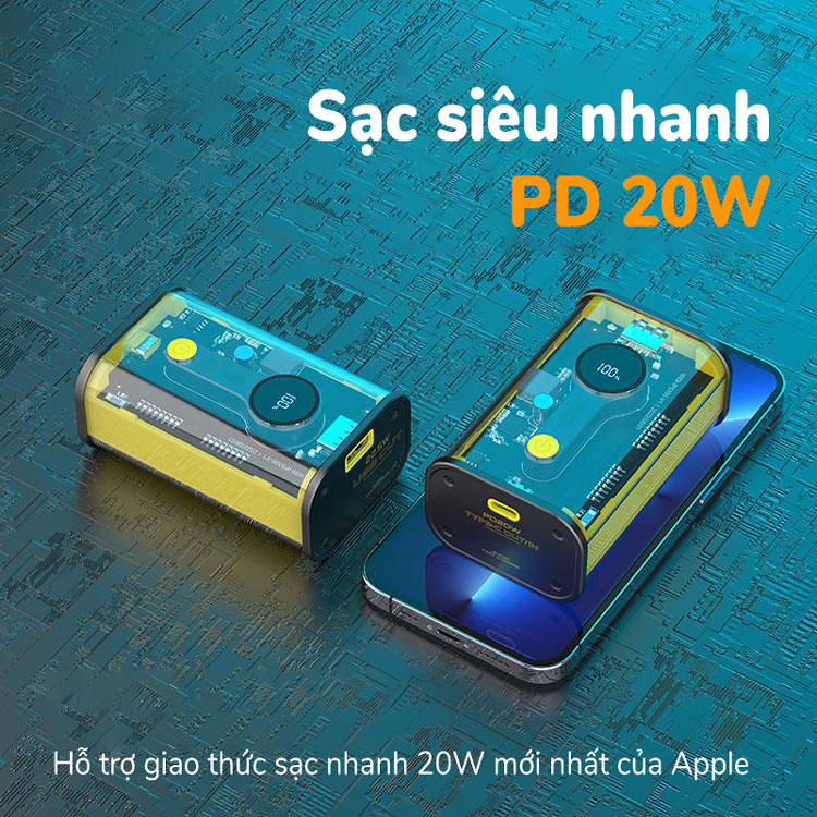 Pin sạc nhanh 22.5w trong suốt SENDEM PH30 10.000mAh sạc dự phòng PD20w chính hãng [BH 1 năm]