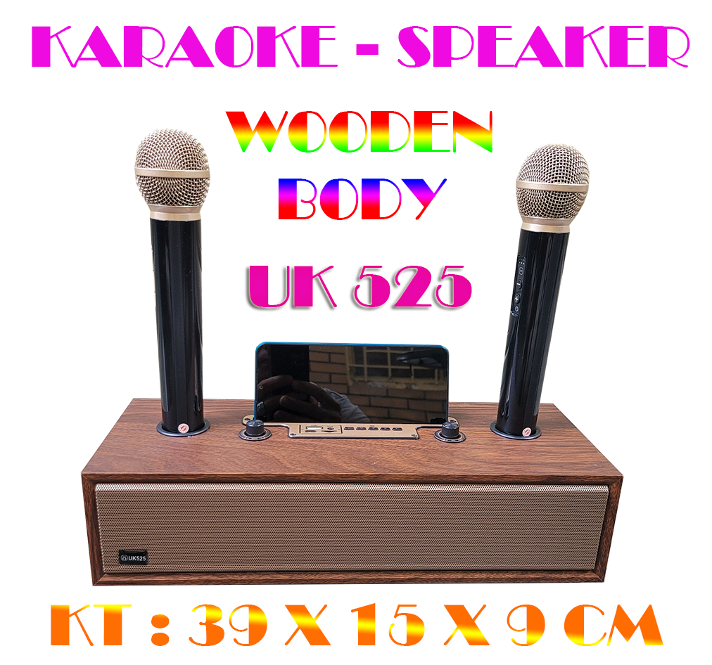 Loa bluetooth karaoke XM-UK525 vỏ gỗ kèm 2 micro không dây hát karaoke chính hãng [BH 6 tháng]