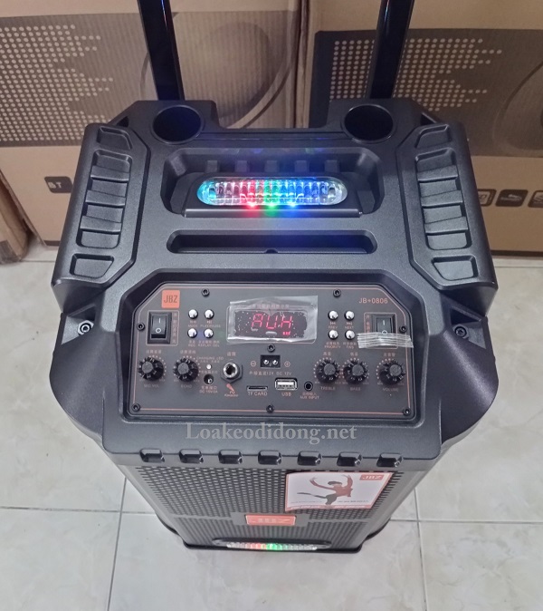 Loa kéo di động JBZ 1006 Thùng gỗ 2 micro karaoke không dây kèm đèn led siêu đẹp [BH: 6 tháng]