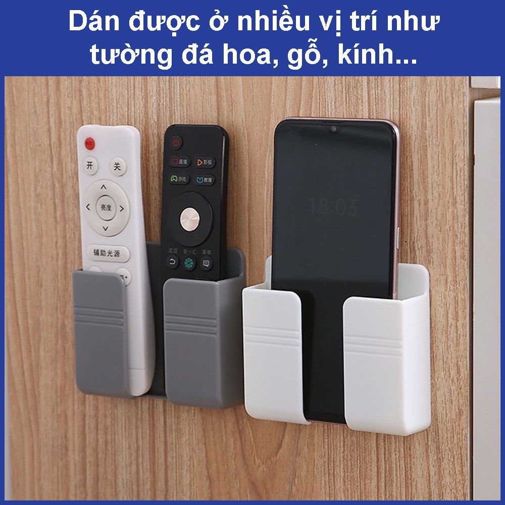 Giá đỡ điện thoại sạc pin / đựng remote dán tường đa năng