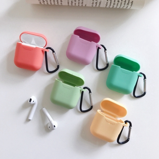 Ốp vỏ đựng silicone cho tai nghe airpods2 nhiều màu có móc khoá