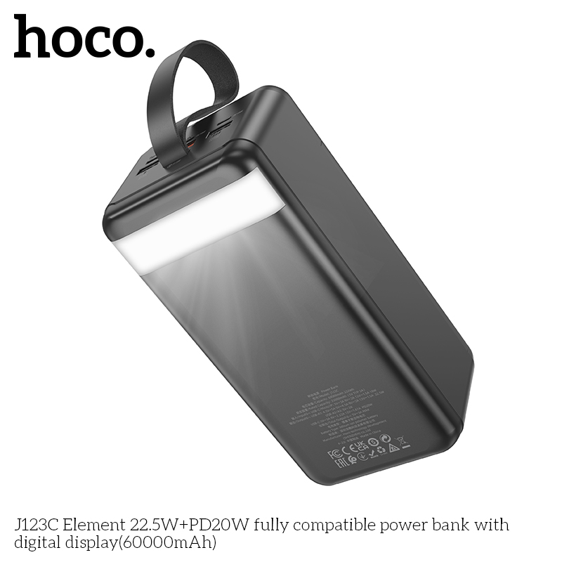 Pin sạc nhanh 22.5w HOCO J123C 60.000mAh dự phòng có đèn pin chính hãng [BH 1 năm]