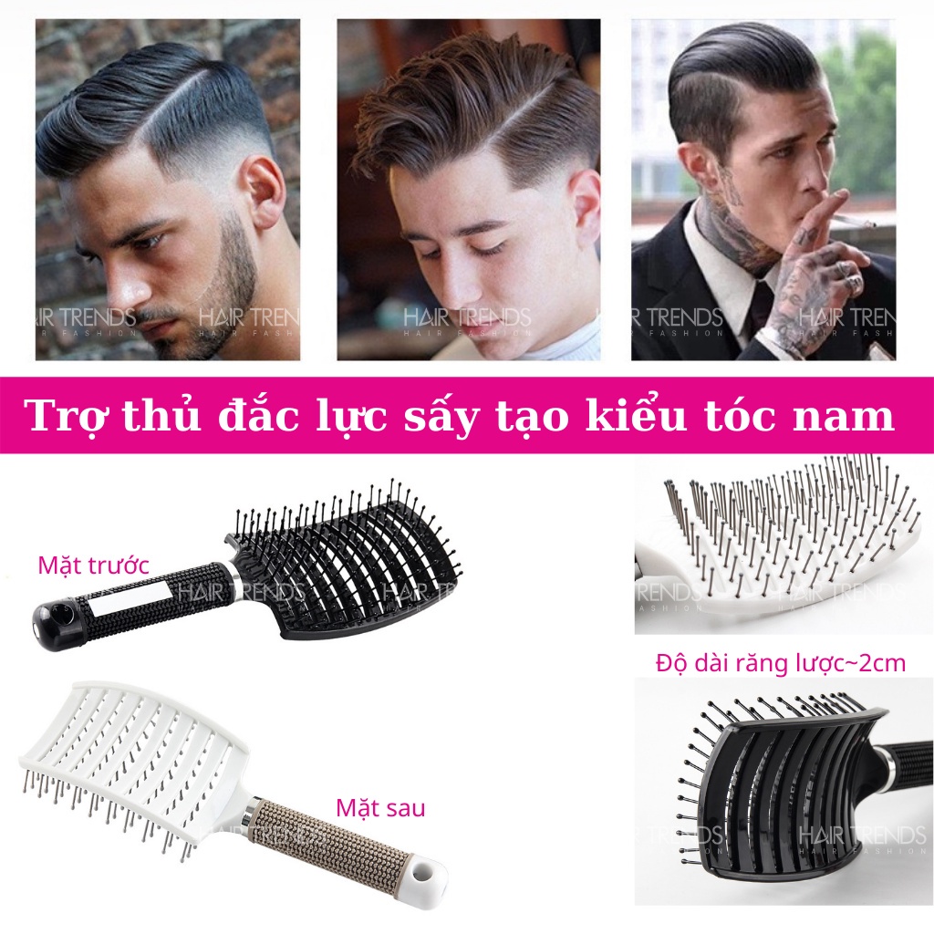 Lược gỡ rối, tạo phồng tóc, lược sấy tạo kiểu tóc bán nguyệt cỡ lớn