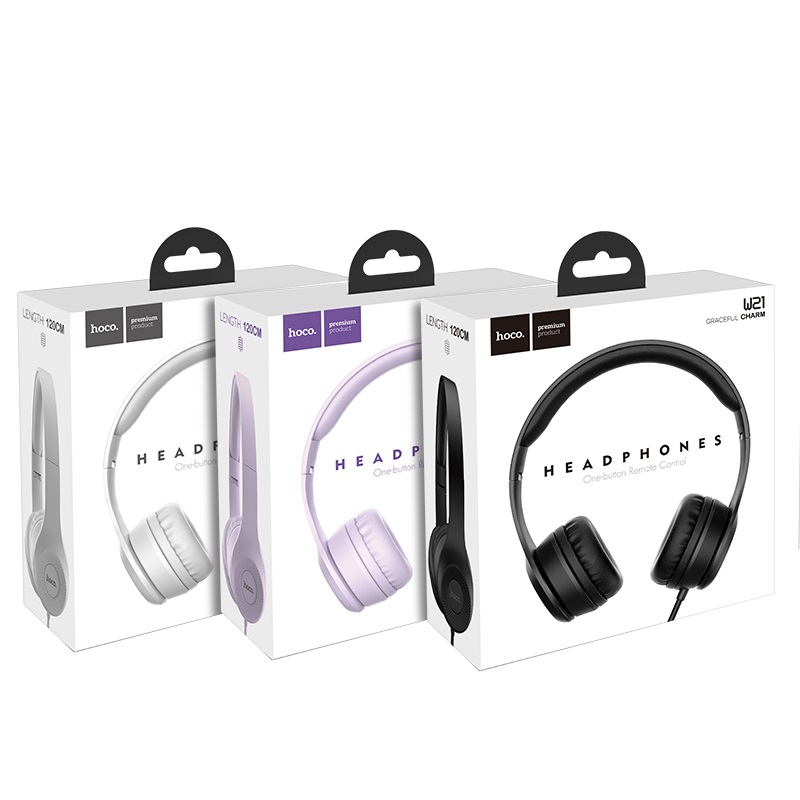 Tai nghe có dây 3.5 Hoco W21 headphone chụp tai có mic chính hãng [BH 1 năm]