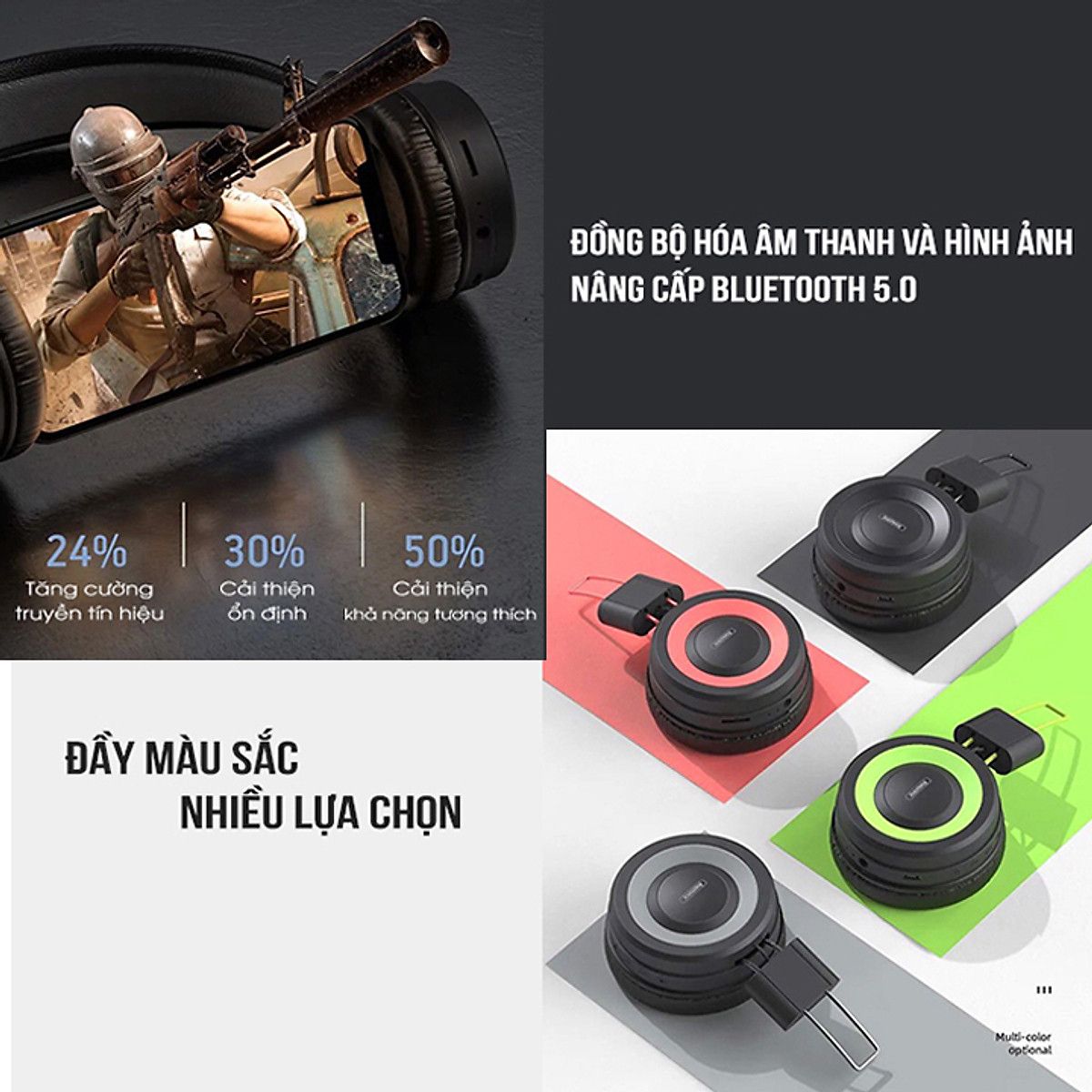 Tai nghe bluetooth REMAX RB-725HB headphone chụp tai pin trâu chính hãng hỗ trợ thẻ nhớ [BH 6 tháng]