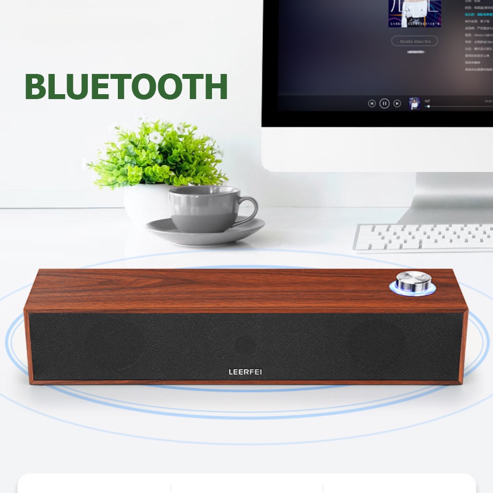 Loa bluetooth gỗ LEERFEI 3513 loại dài có led siêu hay [BH 3 tháng]