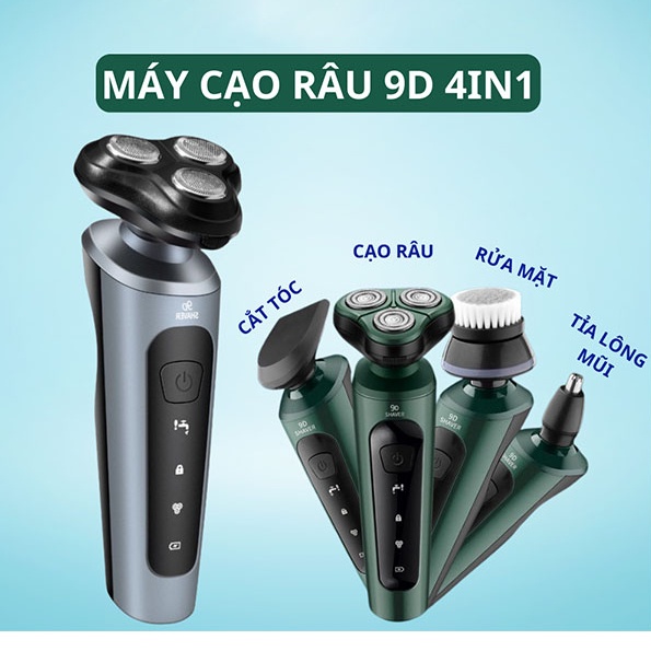 Máy Cạo Râu Nhật Bản Đa Năng 4 Trong 1 Shaver 9D (4in1: tông đơ, cạo râu, tỉa lông, massage rửa mặt) cao cấp [BH 1 tuần]