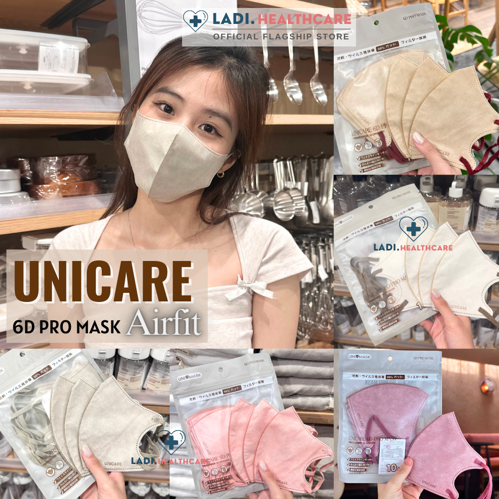 Combo 10 khẩu trang 6D UNICARE Pro Mask kháng khuẩn, mềm mại ko đau tai