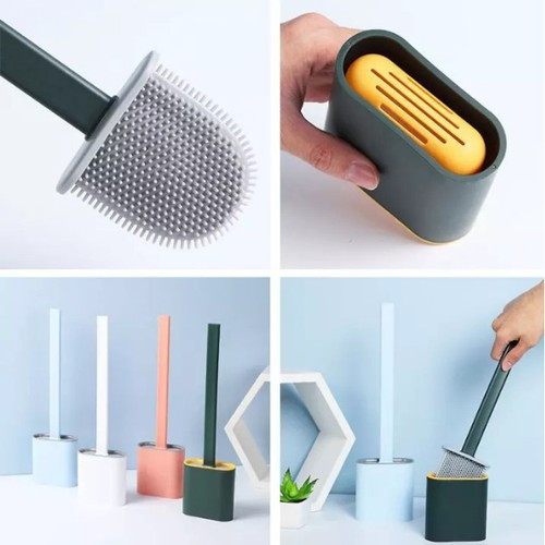 Chổi Cọ Nhà Vệ Sinh, Cây Cọ Toilet Bồn Cầu Bằng SiliCon Kiểu Mới Có Giá Đựng Dán Tường- Sạch Sẽ, Tiện Dụng