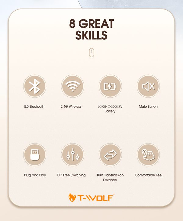 Chuột không dây T - Wolf X2 Bluetooth 5.0 + Wireless 2.4GHz charging (BẠC, ĐEN, XÁM) [BH 1 năm]