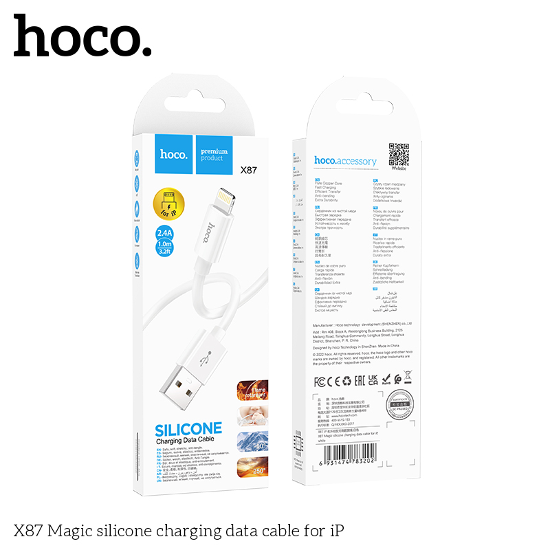 CÁP SẠC NHANH HOCO X87 USB RA IPHONE LIGHTNING 1M 2.4A CHÍNH HÃNG [BH: 1 NĂM]