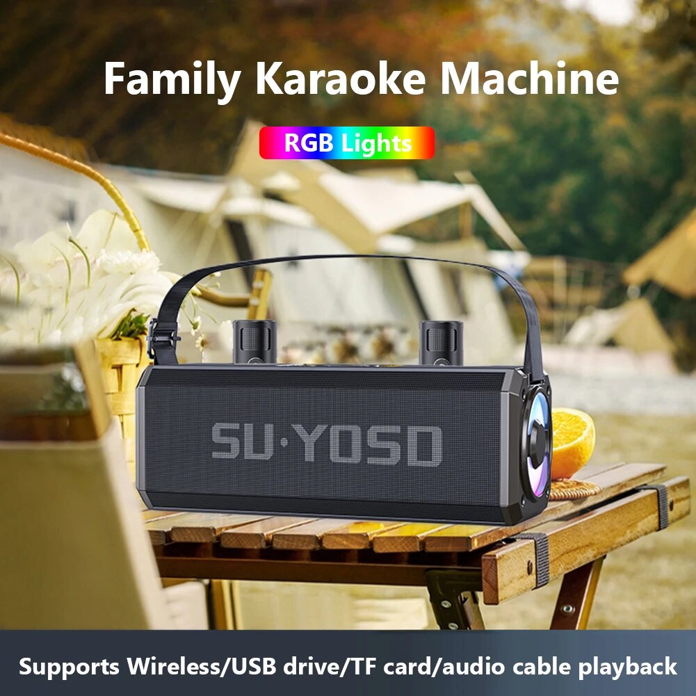 Loa bluetooth karaoke YOSD YS-228 HIFI DJ kèm 2 micro không dây có đèn led RGB siêu đẹp cực hay xách tay chính hãng, công suất 20W[BH 6 tháng]