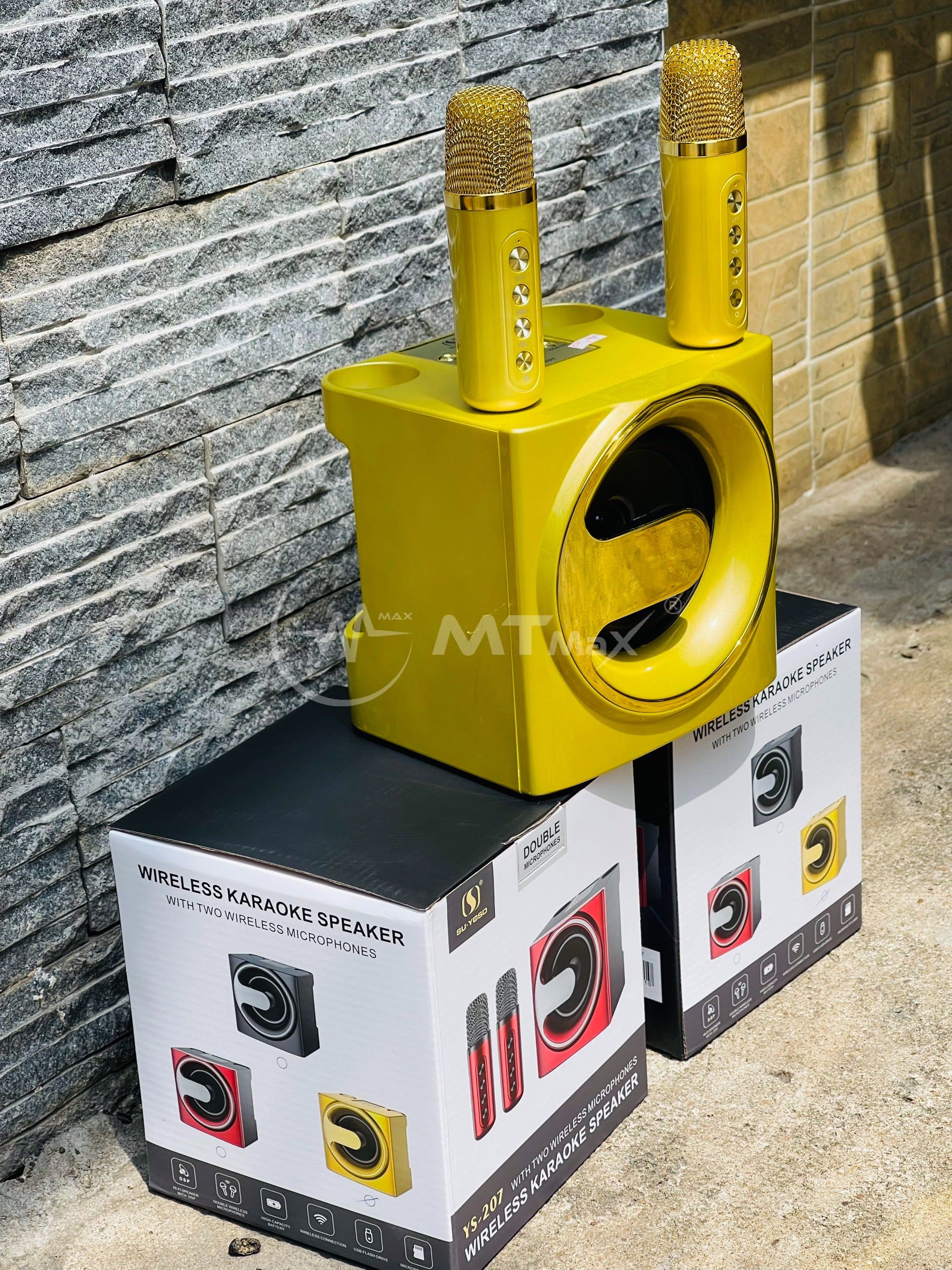 Loa bluetooth karaoke YS-207 kèm 2 micro không dây chính hãng siêu hay [BH 6 tháng]