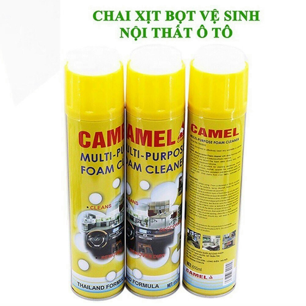 Chai xịt tẩy vệ sinh nội thất ô tô, xe hơi Camel chính hãng có đầu chùi loại 1