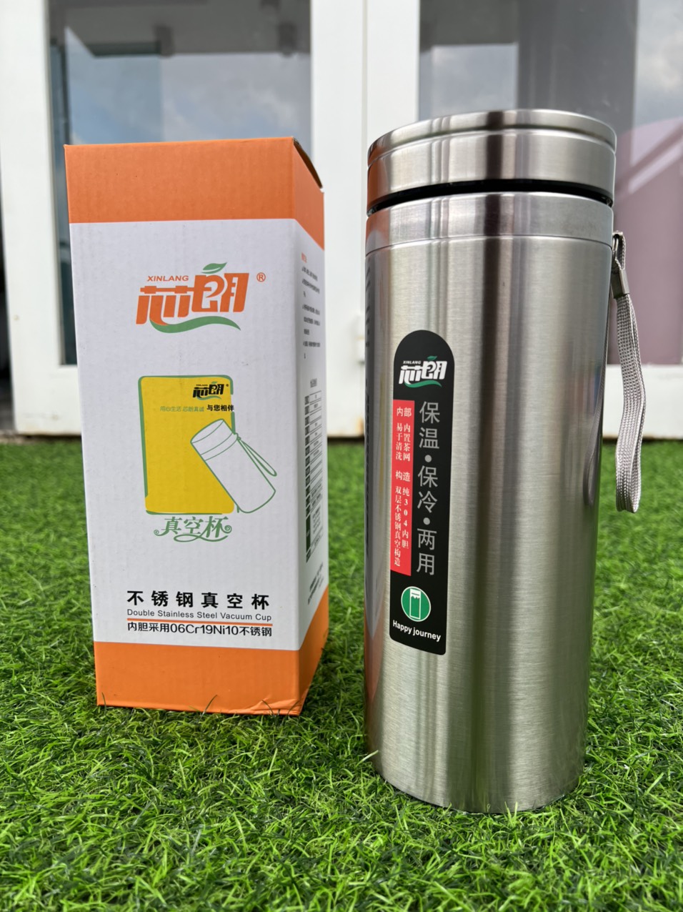 Bình đựng nước inox SUS-304 1200ml C-90 giữ nhiệt nóng lạnh hộp cam