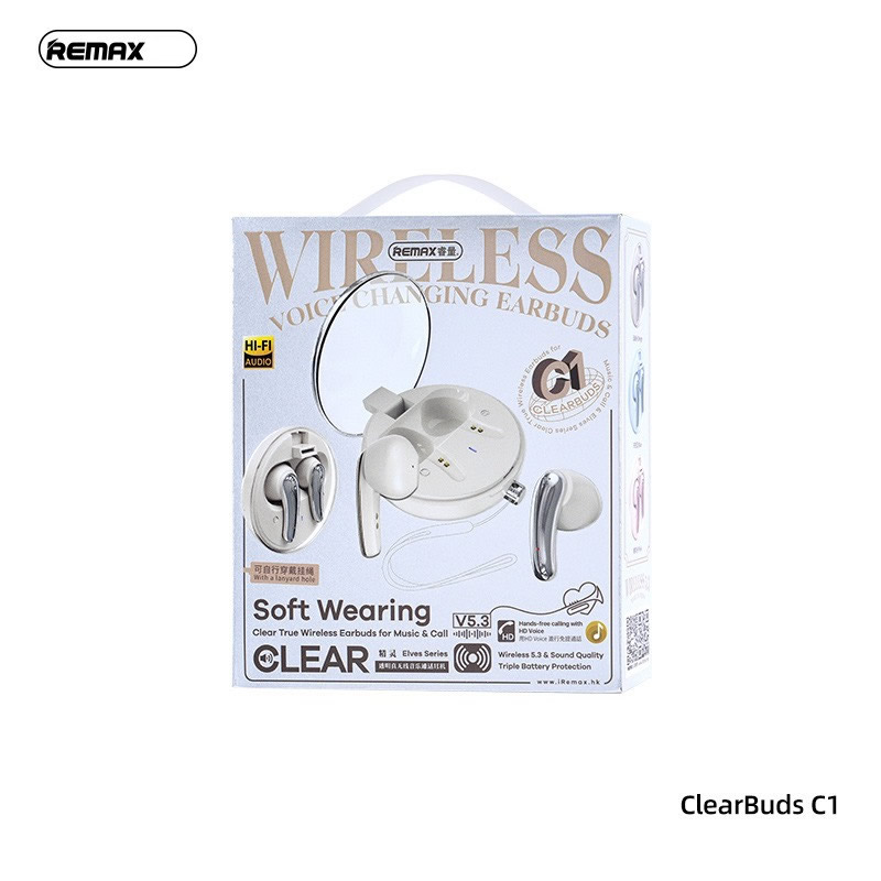 Tai nghe bluetooth REMAX CLEARBUDS C1 kiểu dáng Airpods có đế sạc chính hãng [BH 1 năm]