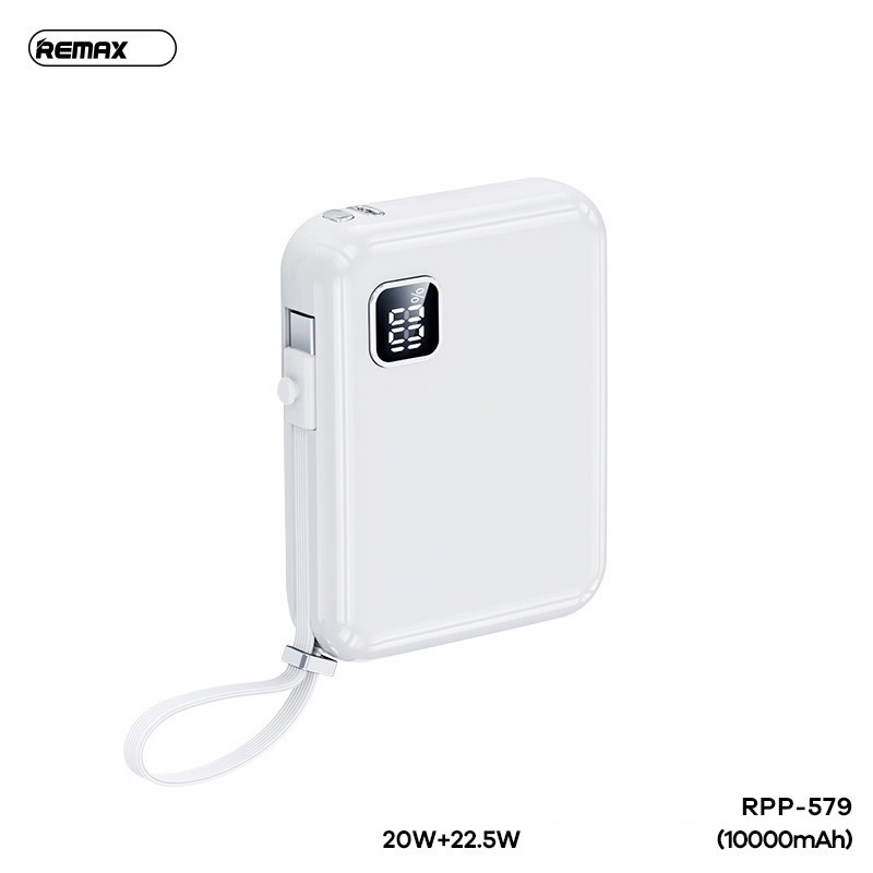 Pin sạc nhanh 22.5w REMAX RPP-579 10.000mAh dự phòng PD QC3.0 kèm cáp liền pin chính hãng [BH 1 năm]