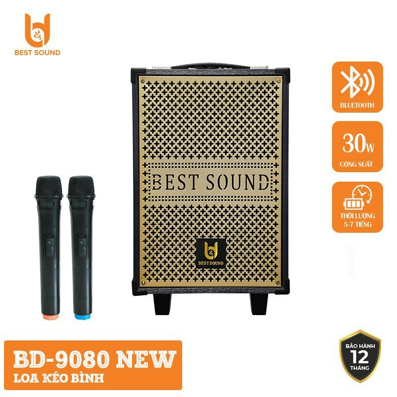 Loa kéo 9098 bluetooth karaoke kèm 1 micro không dây 295x265x460mm [BH 1 năm]