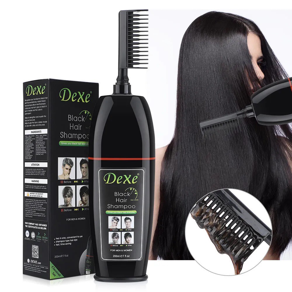 Lược chải gội phủ bạc Dexe- black hair shampoo 200ml chính hãng Anh [BH: NONE] / pktn sale