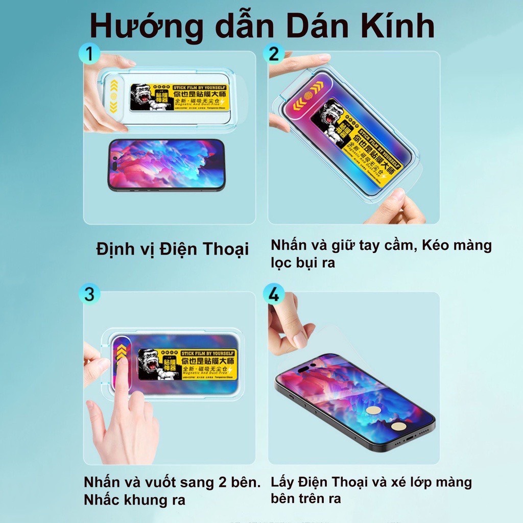 Cường lực WEKOME KINGKONG GLASS cho Iphone 15 PROMAX tự dán siêu tiện lợi