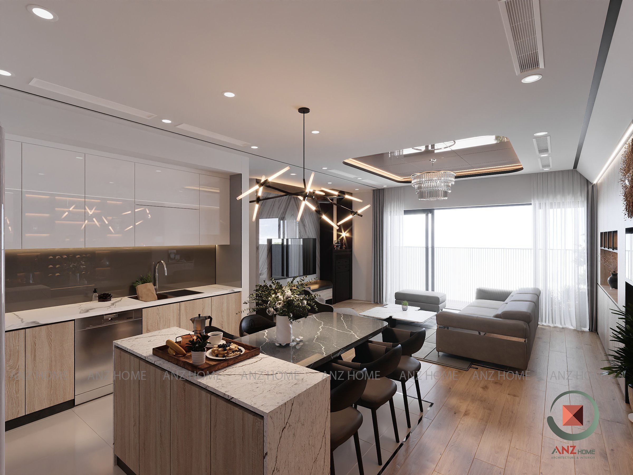 THIẾT KẾ NỘI THẤT CĂN HỘ THE ZEI 124sqm