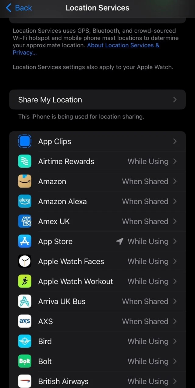 Làm thế nào để phát hiện ứng dụng theo dõi vị trí trên iPhone