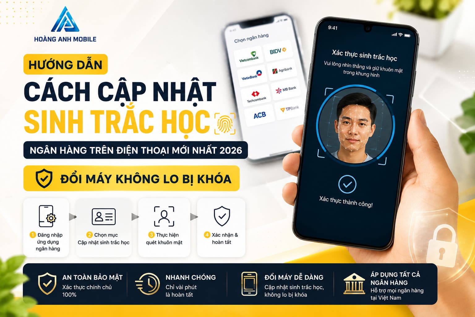 Hướng Dẫn Cách Cập Nhật Sinh Trắc Học Ngân Hàng Trên Điện Thoại Mới Nhất 2026: Đổi Máy Không Lo Bị Khóa