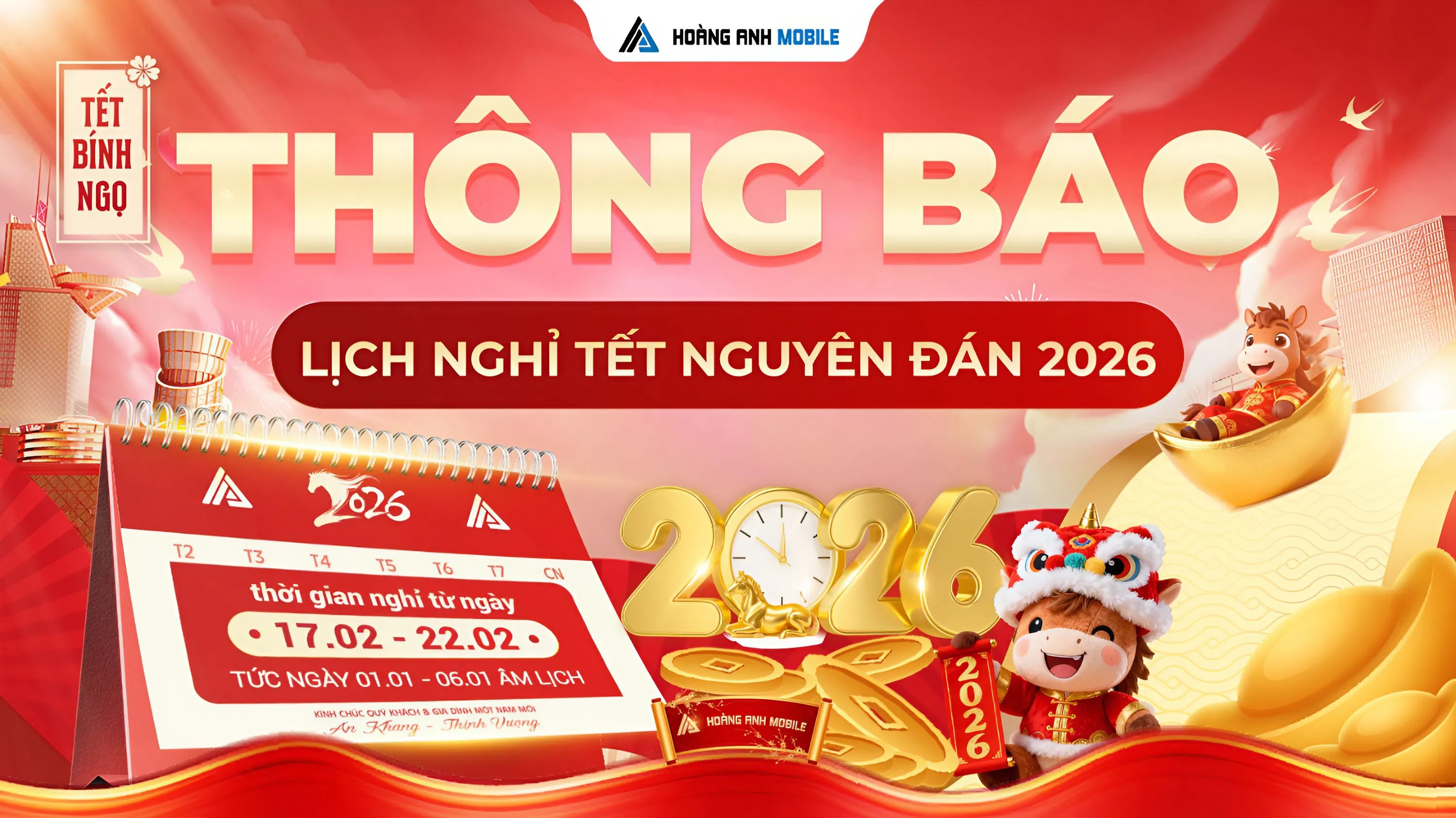 Lời chúc Tết và thông báo nghỉ Tết Nguyên Đán 2026 🌸