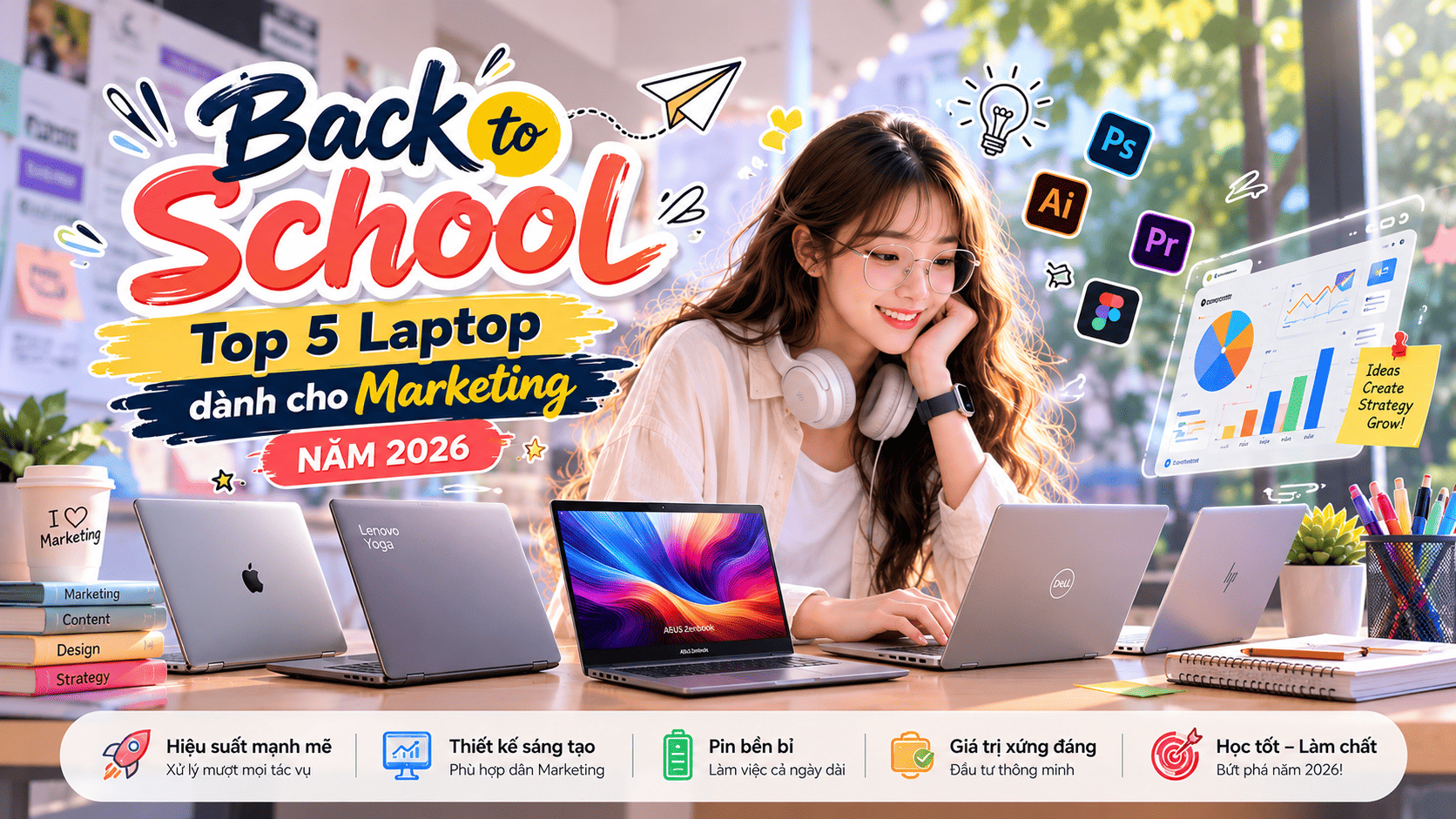 Back To School: Top 5 Laptop Đáng Cân Nhắc Cho Tân Sinh Viên Ngành Marketing