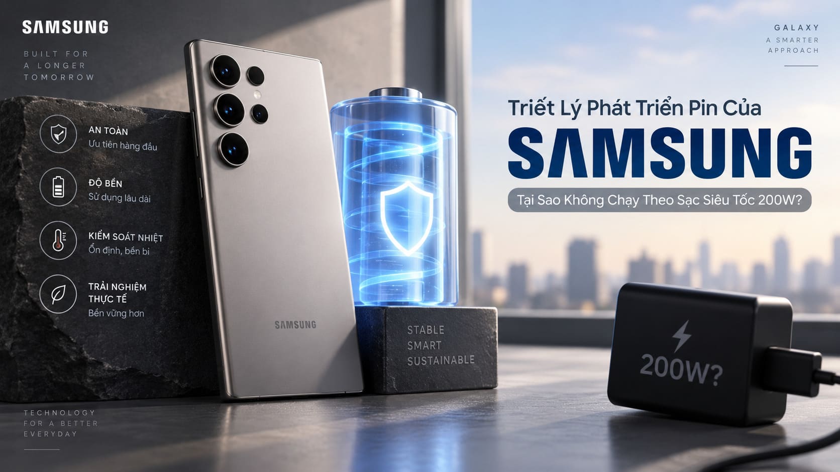 Triết Lý Phát Triển Pin Của Samsung: Tại Sao Không Chạy Theo Sạc Siêu Tốc 200W?