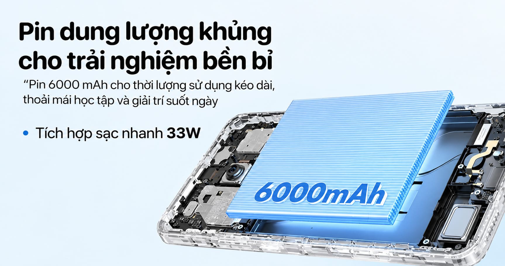 Pin 6000mAh sử dụng bền bỉ cả ngày