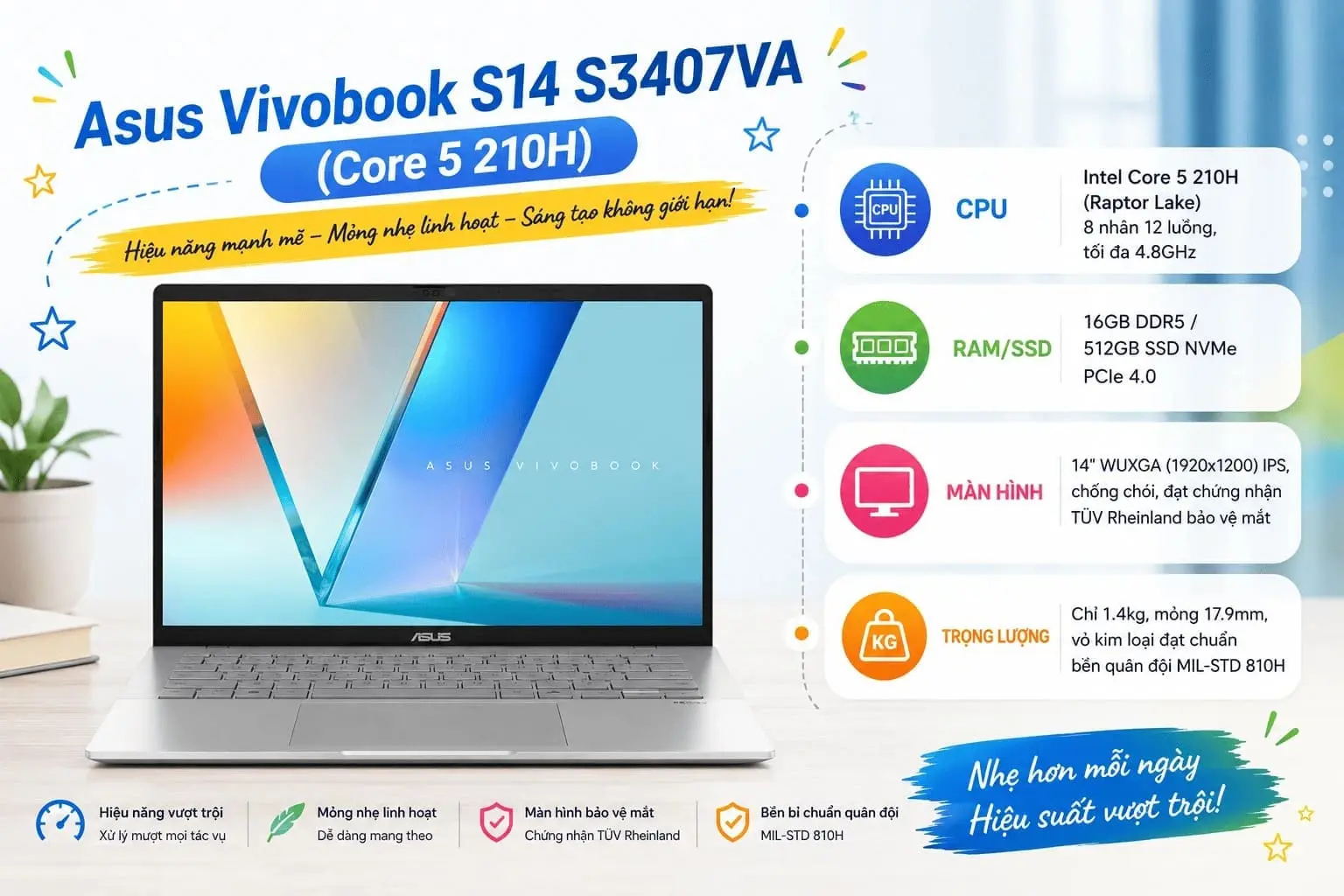 Asus Vivobook S14 S3407VA (Core 5 210H)