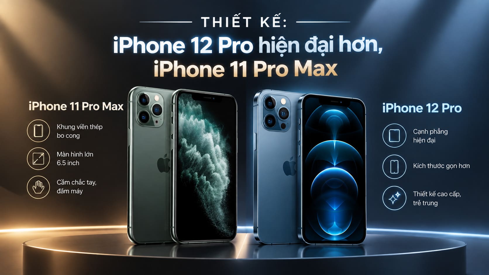 Thiết kế: iPhone 12 Pro hiện đại hơn, iPhone 11 Pro Max cầm đầm tay