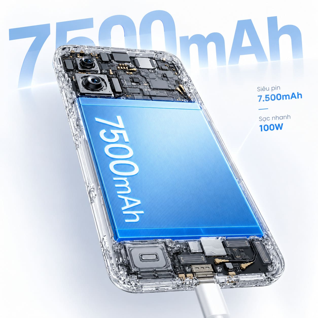 Viên Pin Khổng Lồ 7500 mAh Và Công Nghệ Sạc Nhanh 100W